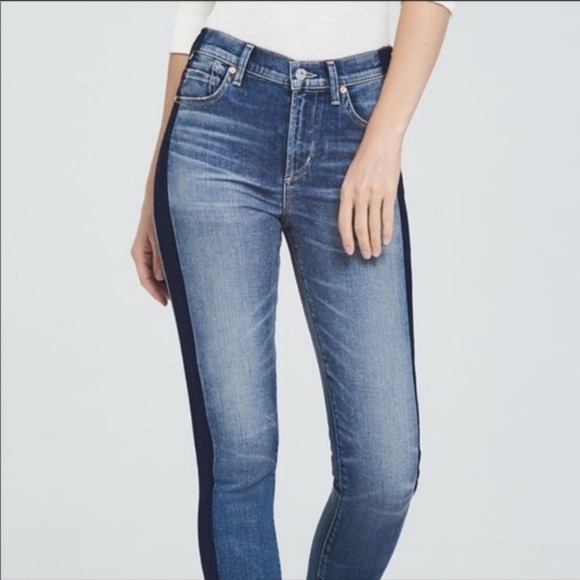Blank NYC contrast panel crop girlfriend jeans